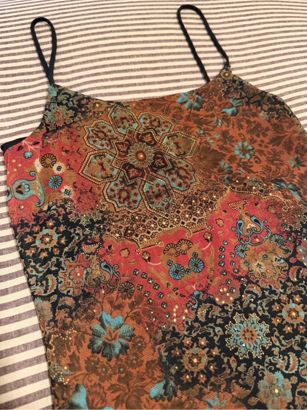 Vintage Y2K Byer Too Colorful Paisley Asymmetrical Dress Sz M